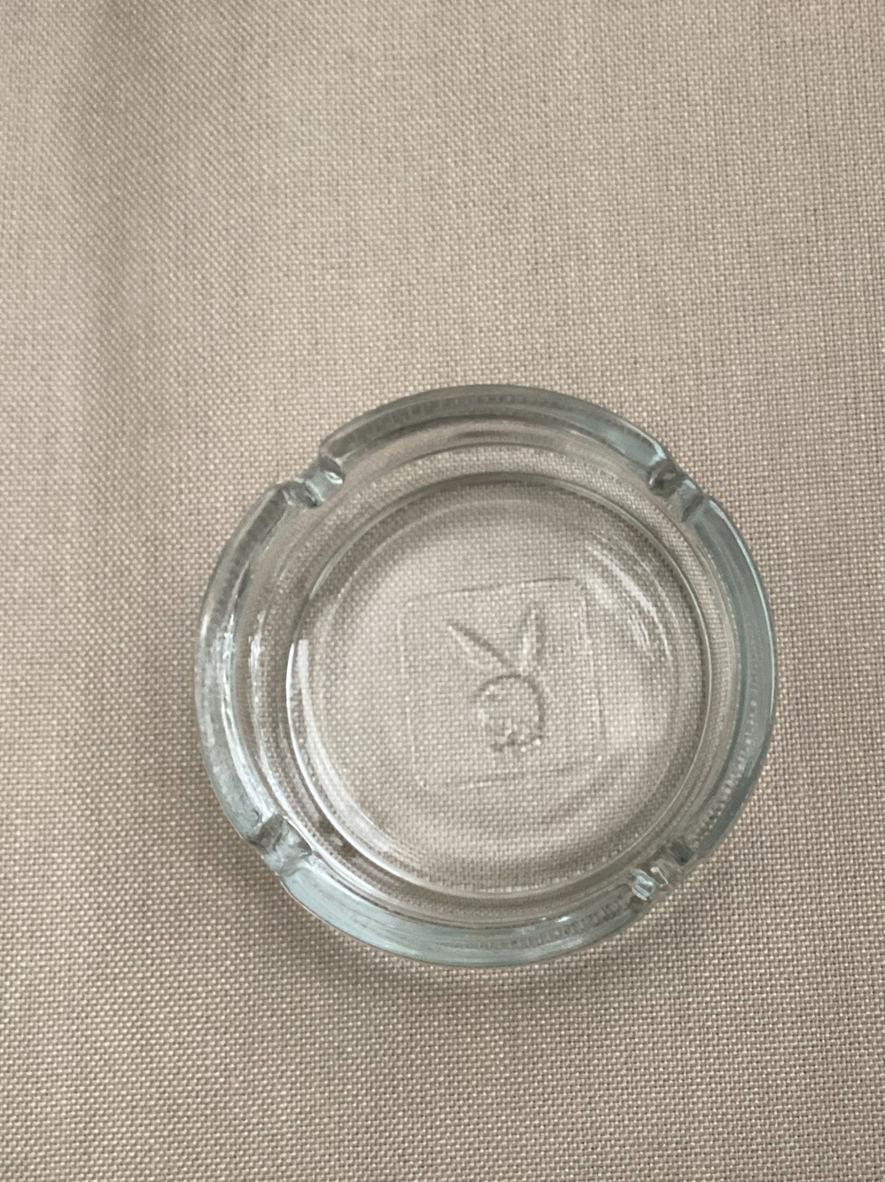Vtg. Playboy Club Clear Glass cigarette ashtray.  Preowned